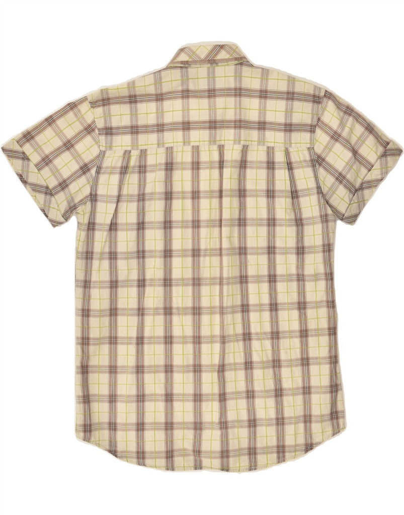 WRANGLER Mens Short Sleeve Shirt Large Beige Check Cotton | Vintage Wrangler | Thrift | Second-Hand Wrangler | Used Clothing | Messina Hembry 