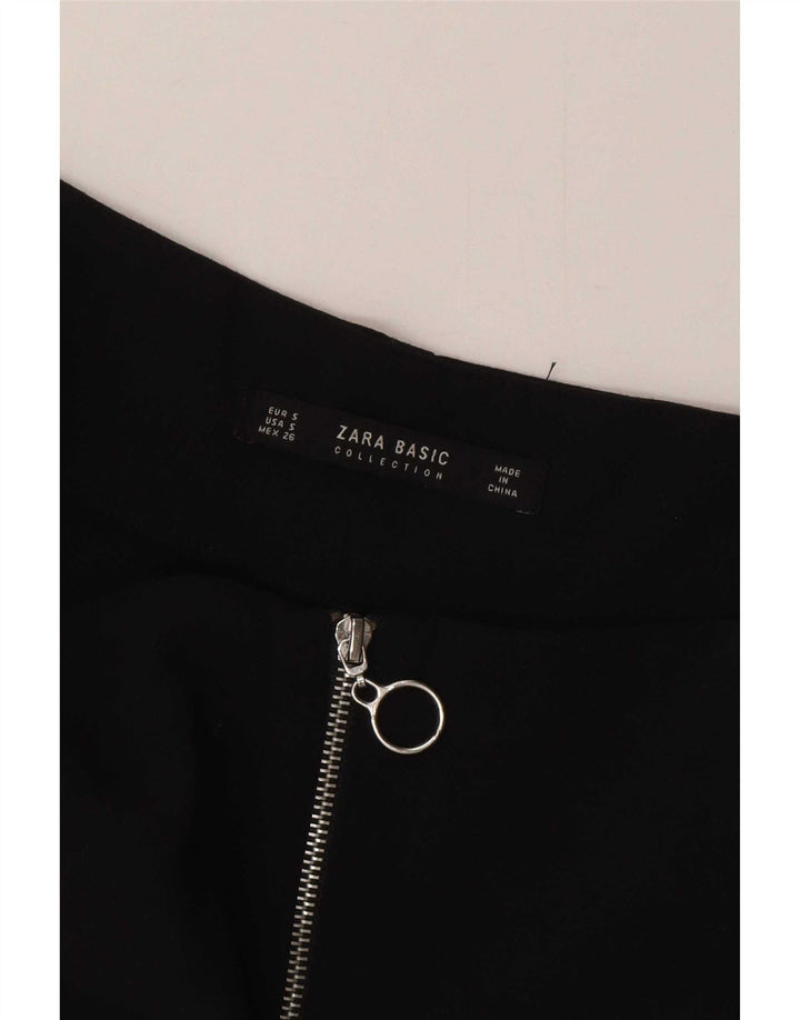 Zara Womens Cullotes Capri Trousers Small W26 L19 Black Silk