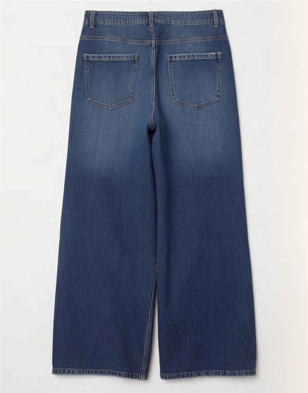 Zara Womens High Waist Wide Leg Jeans EU 40 Medium W30 L31 Blue Cotton