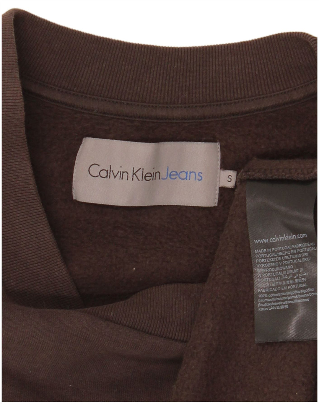 Calvin Klein Jeans Mens Graphic Sweatshirt Jumper Small Brown Cotton