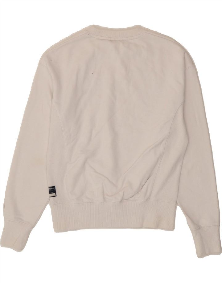 SUPERDRY Womens Oversized Sweatshirt Jumper UK 8 Small White Cotton Vintage Superdry and Second-Hand Superdry from Messina Hembry 