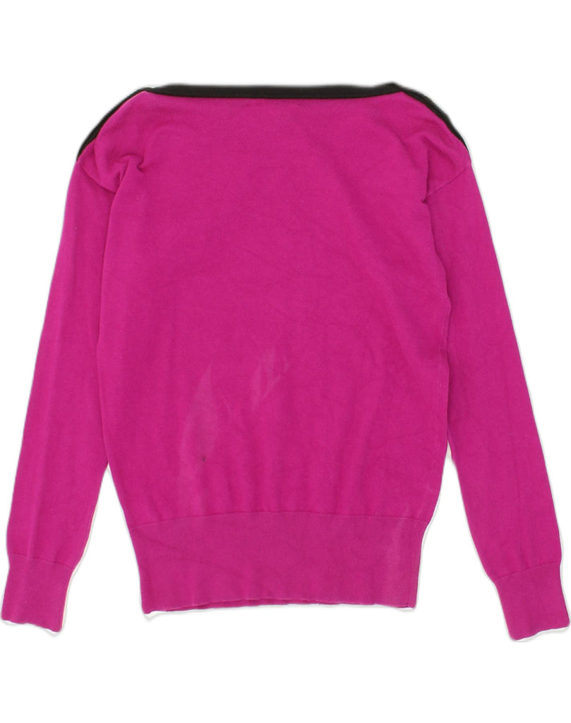 RALPH LAUREN Womens Boat Neck Jumper Sweater UK 12 Medium Burgundy Cotton | Vintage Ralph Lauren | Thrift | Second-Hand Ralph Lauren | Used Clothing | Messina Hembry 