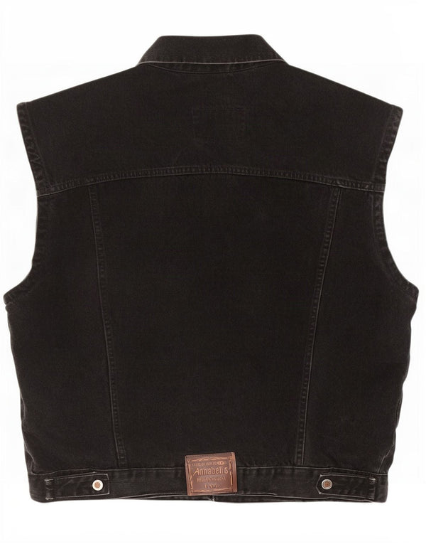 Vintage Mens Denim Gilet UK 42 XL Black Cotton
