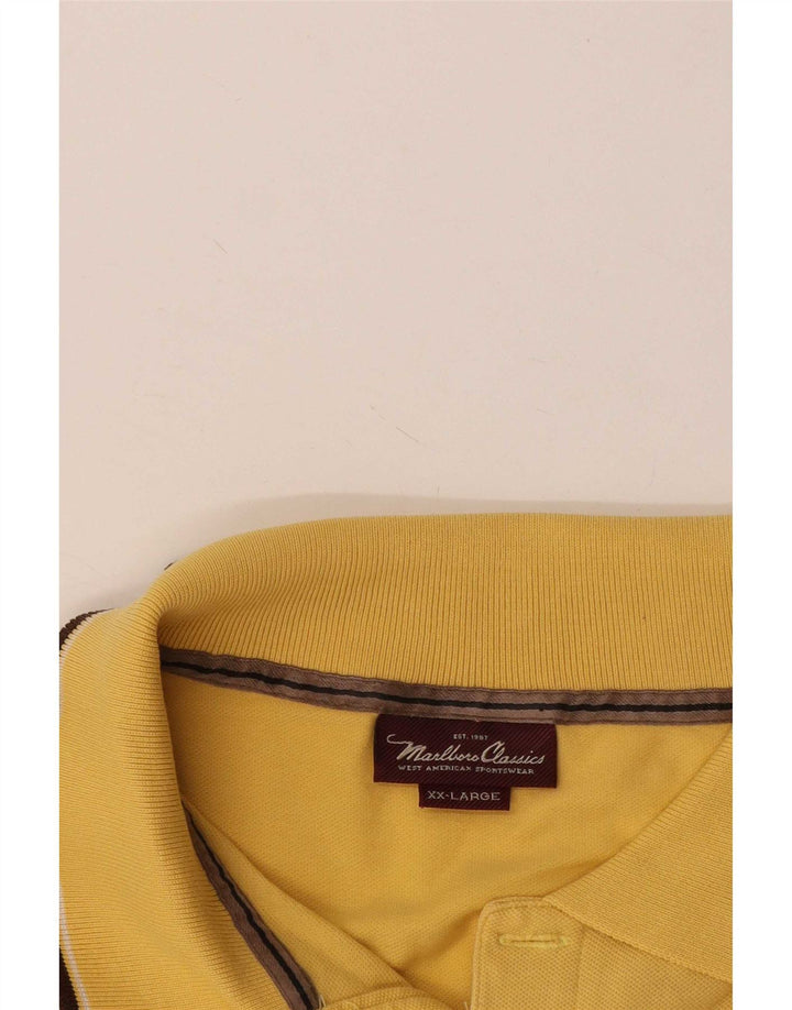 Marlboro Classics Mens Polo Shirt 2XL Yellow Striped