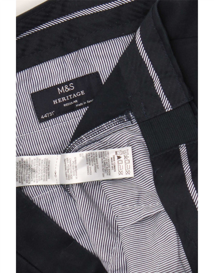 Marks & Spencer Mens Heritage Regular Chino Trousers W44 L31 Navy Blue