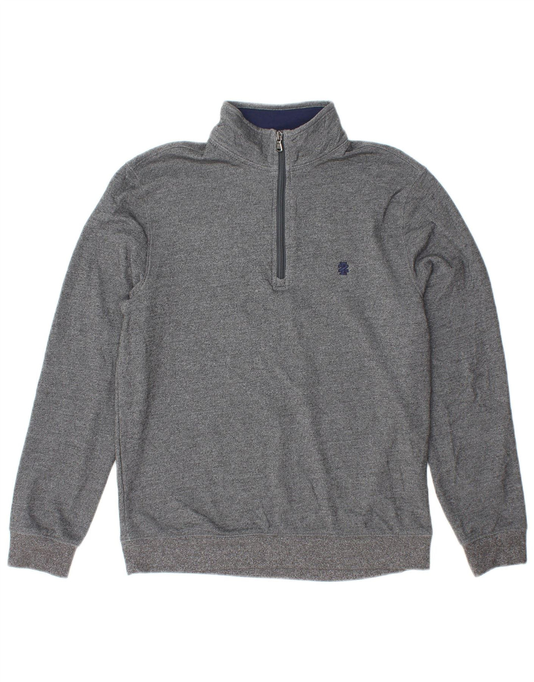 IZOD Mens Zip Neck Sweatshirt Jumper Small Grey Polyester
