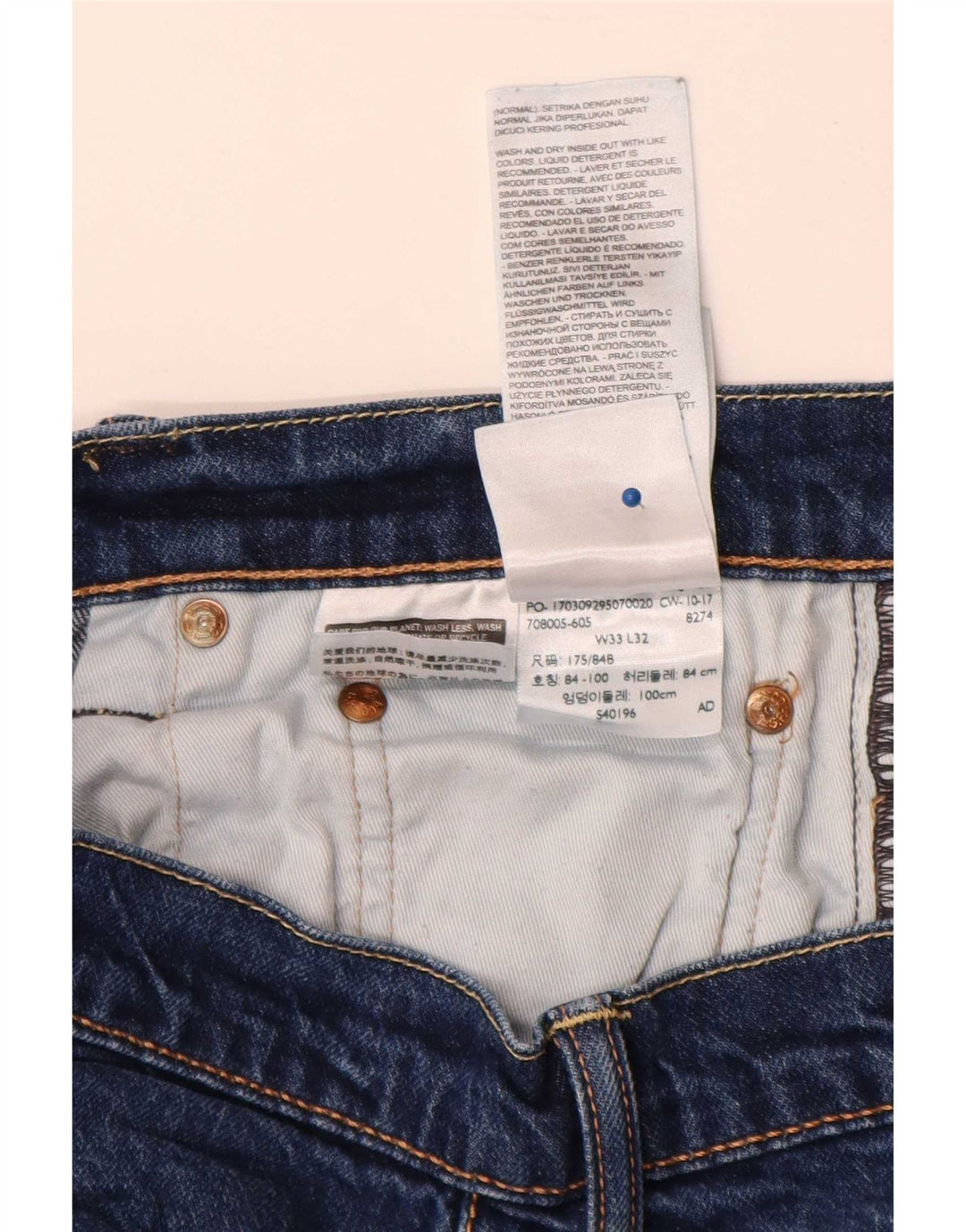 Levi's Mens 502 Slim Tapered Jeans W33 L32 Blue Cotton
