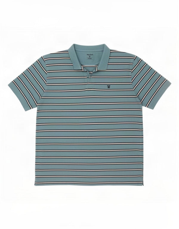 James Pringle Mens Polo Shirt XL Blue Striped Cotton