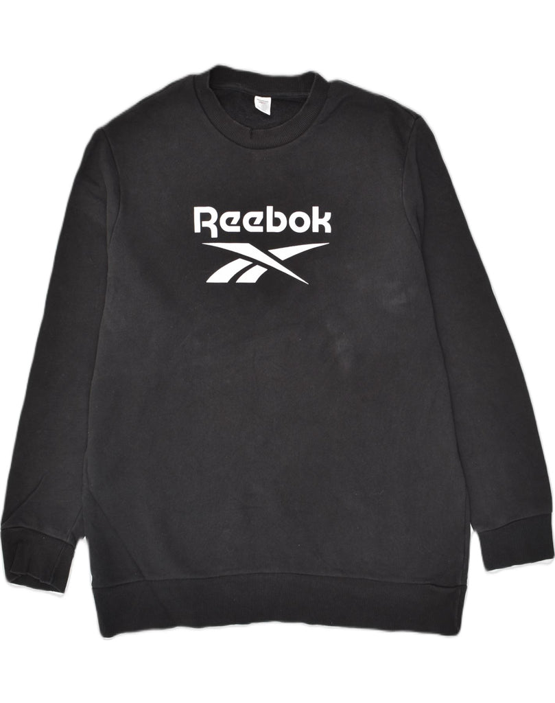 REEBOK Mens Graphic Sweatshirt Jumper XL Black Cotton | Vintage Reebok | Thrift | Second-Hand Reebok | Used Clothing | Messina Hembry 