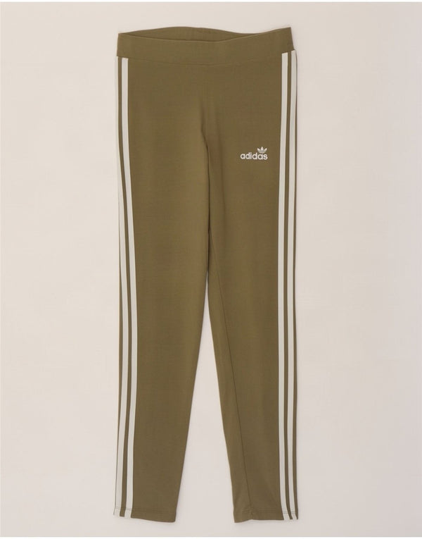 Adidas Womens Leggings UK 8 Small Khaki Cotton