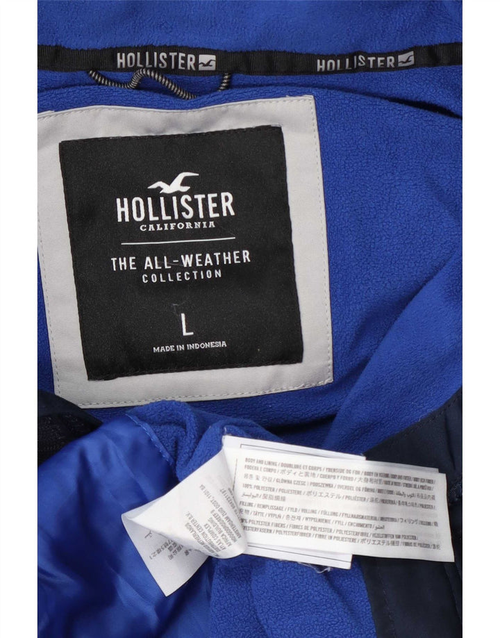 Hollister Mens Hooded Windbreaker Jacket UK 40 Large Navy Blue Polyester