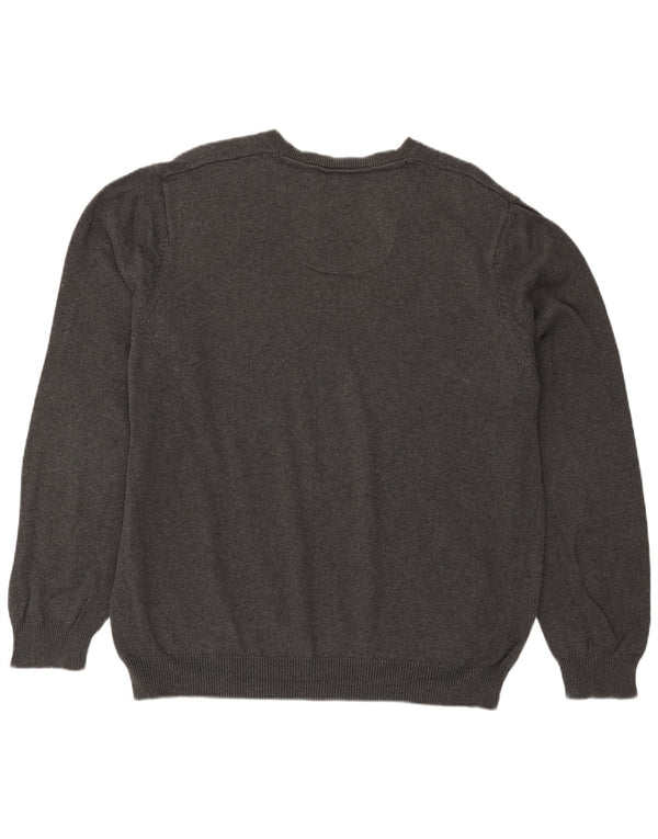 Marks & Spencer Mens Regular Fit V-Neck Jumper Sweater XL Grey Cotton
