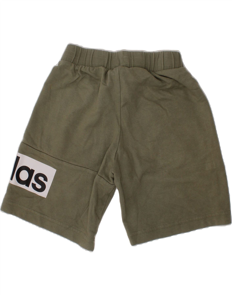 ADIDAS Boys Graphic Sport Shorts 9-10 Years Khaki Cotton Vintage Adidas and Second-Hand Adidas from Messina Hembry 