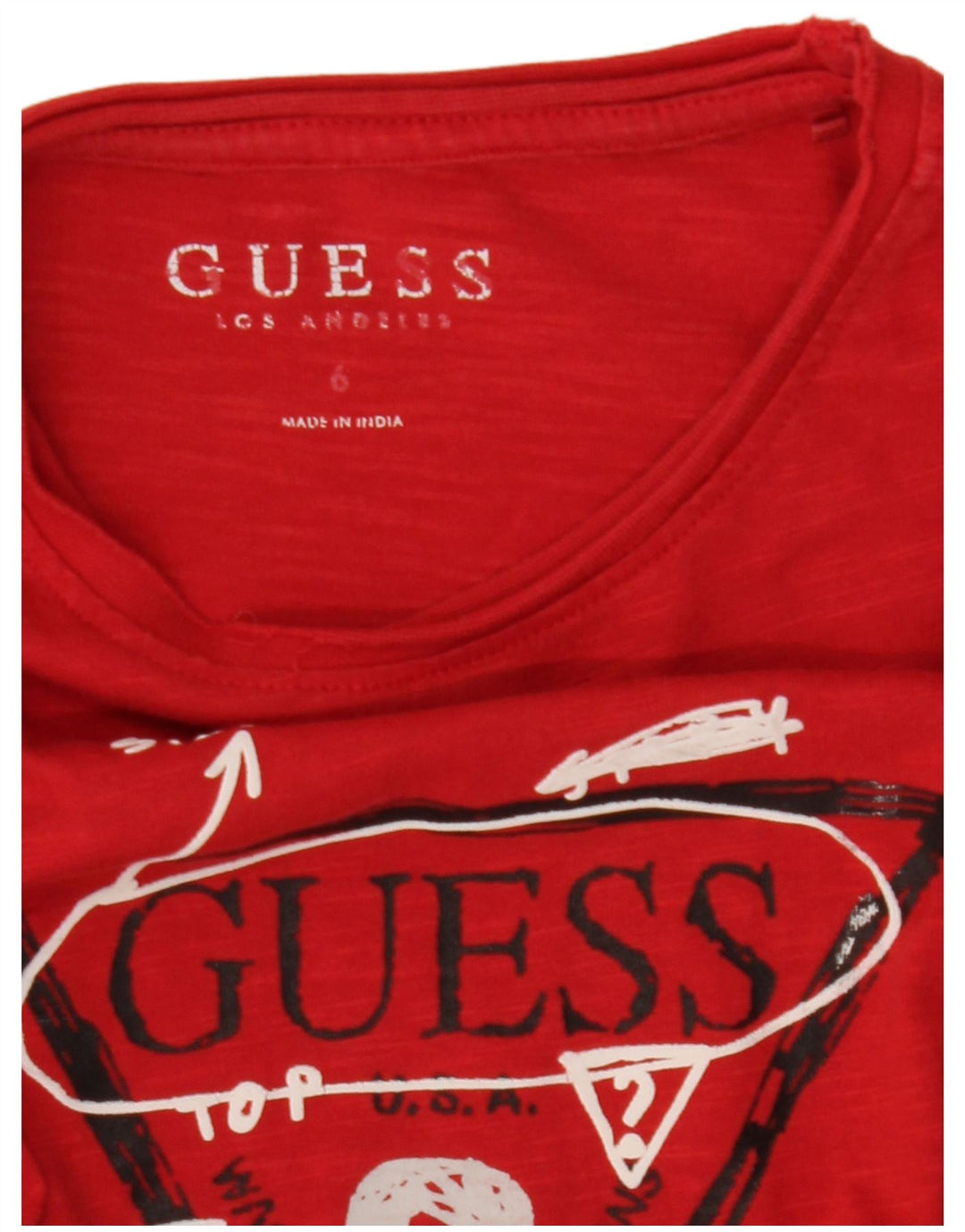 GUESS Boys Graphic Top Long Sleeve 5-6 Years Red Flecked