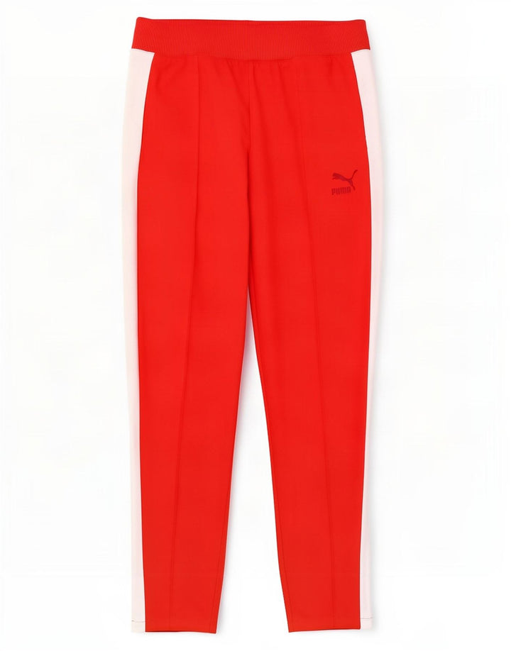 Puma Womens Tracksuit Trousers UK 12 Medium Red Colourblock Polyester