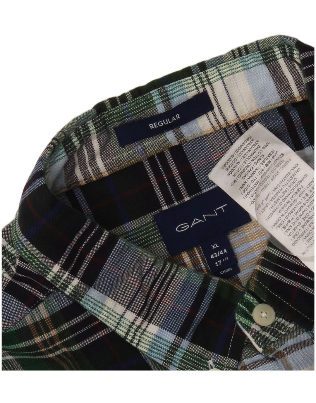 Gant Mens Regular Fit Shirt Size 43/44 17 1/2 XL Multicoloured Check Cotton