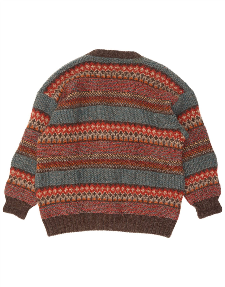 Vintage Mens Cardigan Sweater Large Multicoloured Fair Isle