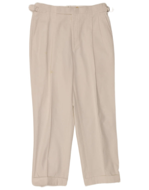 Vintage Mens Pegged Suit Trousers W34 L29 White Cotton