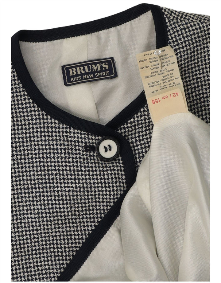 Brums Girls 5 Button Blazer Jacket 13-14 Years Black Check Rayon