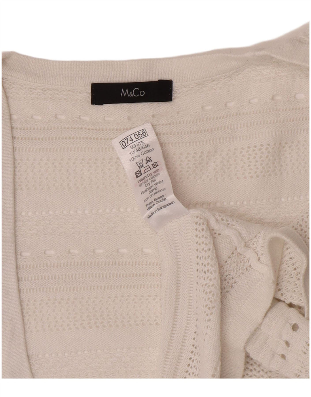 M&Co Womens Crop Short Sleeve Open Cardigan Sweater UK 12 Medium White