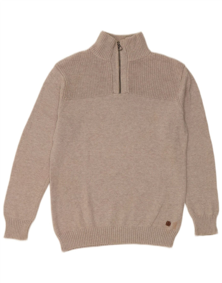 Zara Boys Zip Neck Jumper Sweater 13-14 Years Beige