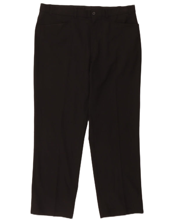 Marks & Spencer Mens Straight Casual Trousers W36 L29 Black Polyester