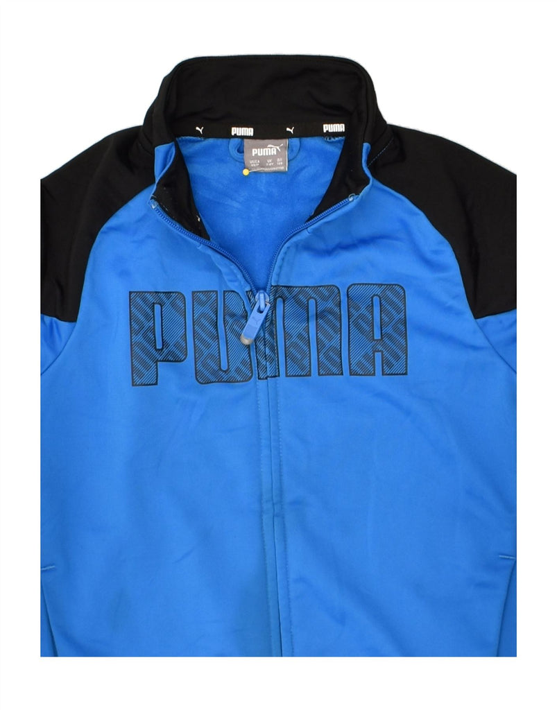 PUMA Boys Graphic Tracksuit Top Jacket 7-8 Years XS  Blue Polyester | Vintage Puma | Thrift | Second-Hand Puma | Used Clothing | Messina Hembry 