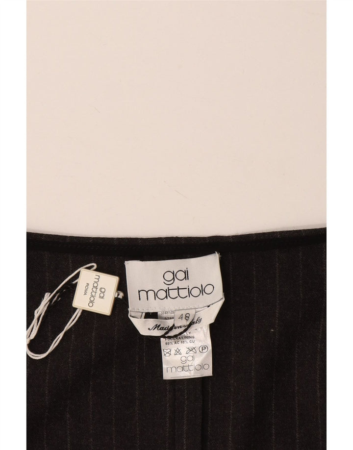 GAI MATTIOLO Womens Crop Sleeveless Blouse Top IT 48 XL Grey Pinstripe