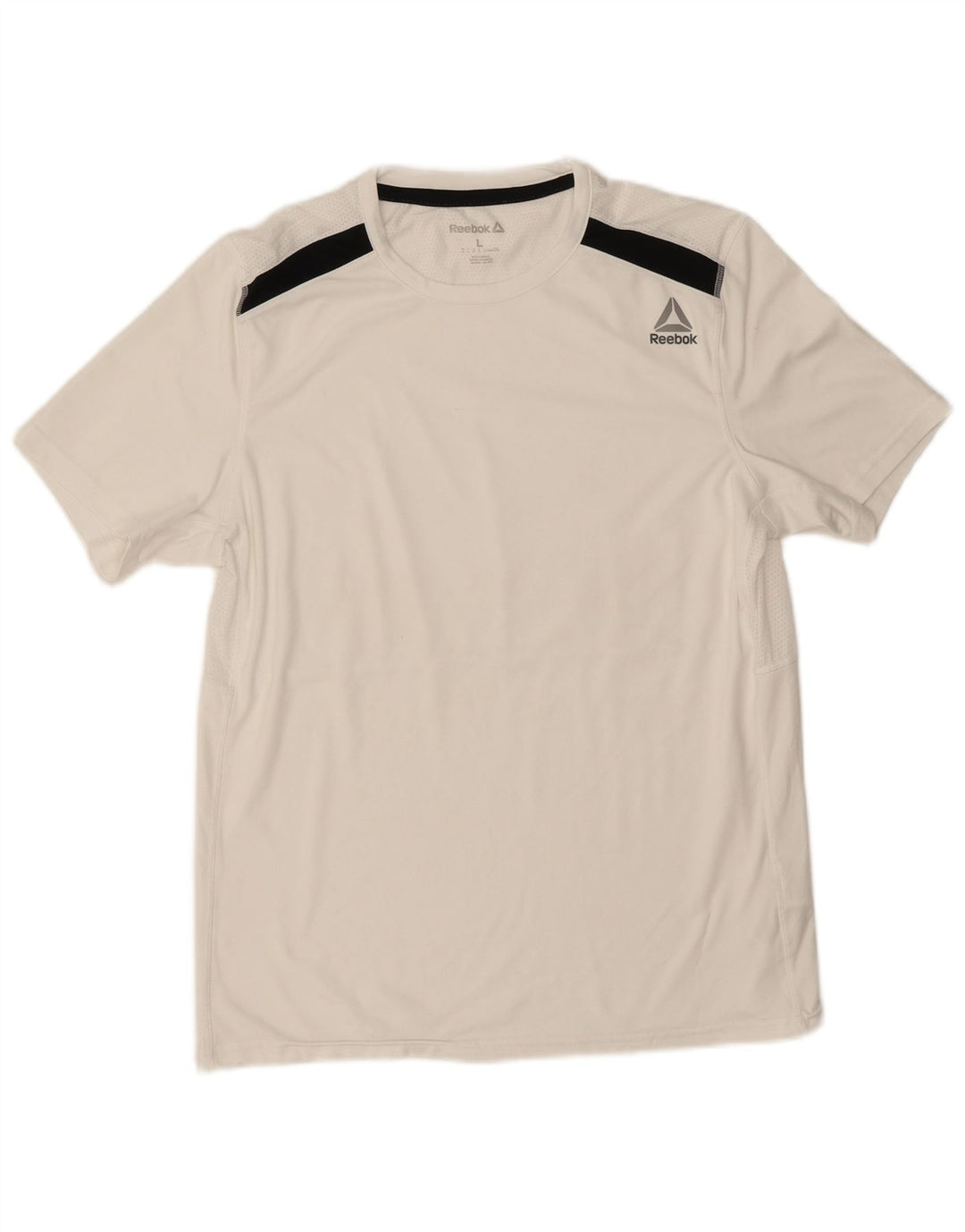 Reebok Mens T-Shirt Top Large White Colourblock Polyester