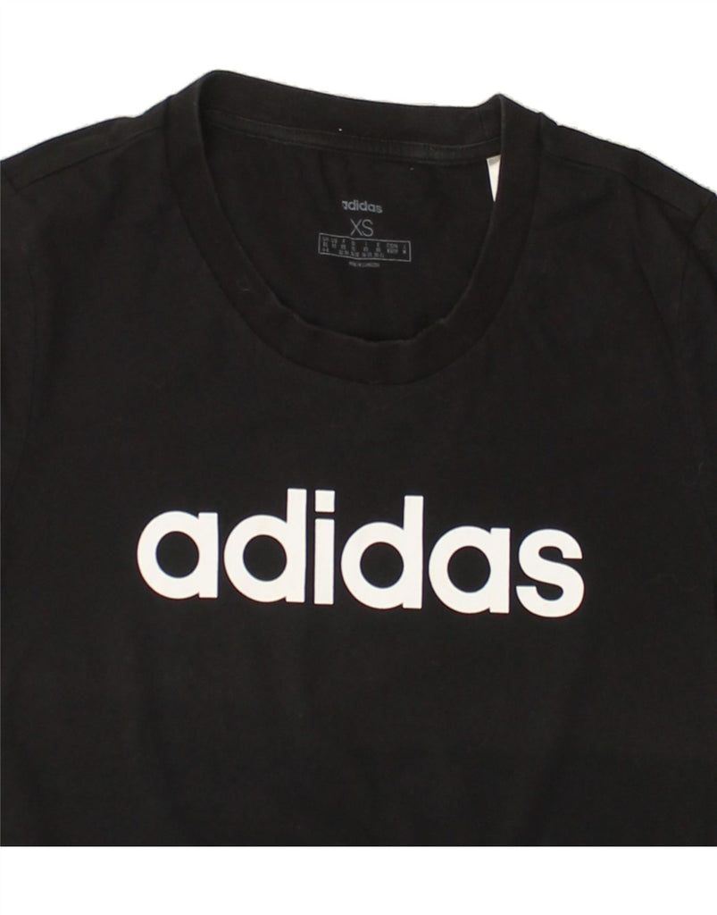 ADIDAS Womens Graphic T-Shirt Top UK 4 XS Black Cotton | Vintage Adidas | Thrift | Second-Hand Adidas | Used Clothing | Messina Hembry 