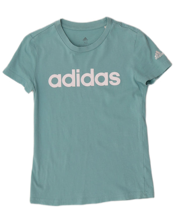 Adidas Womens Graphic T-Shirt Top UK 4/6 XS Turquoise