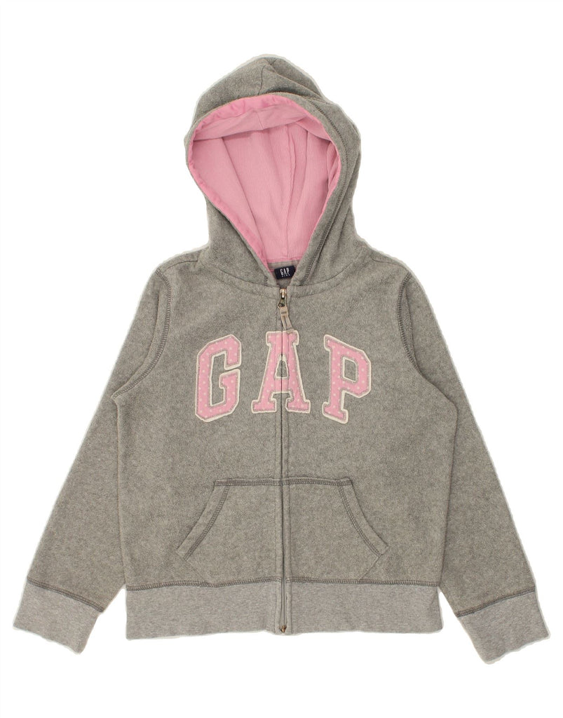 GAP Girls Graphic Hooded Fleece Jacket 8-9 Years Grey Polyester | Vintage Gap | Thrift | Second-Hand Gap | Used Clothing | Messina Hembry 