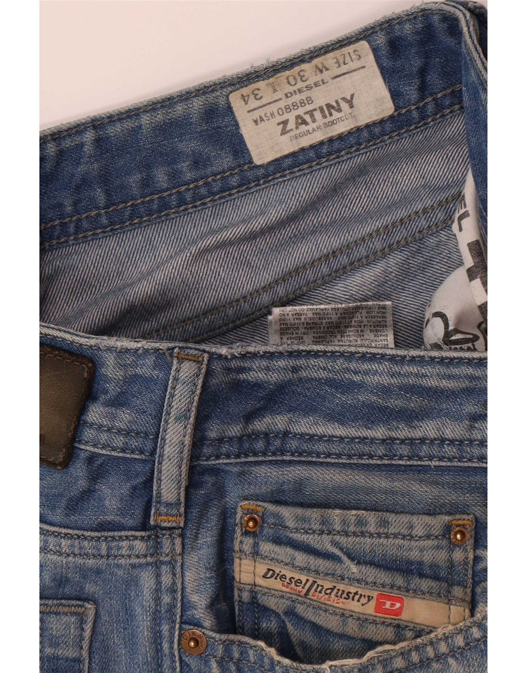Diesel Mens Zatiny Regular Bootcut Jeans W30 L30 Blue Cotton