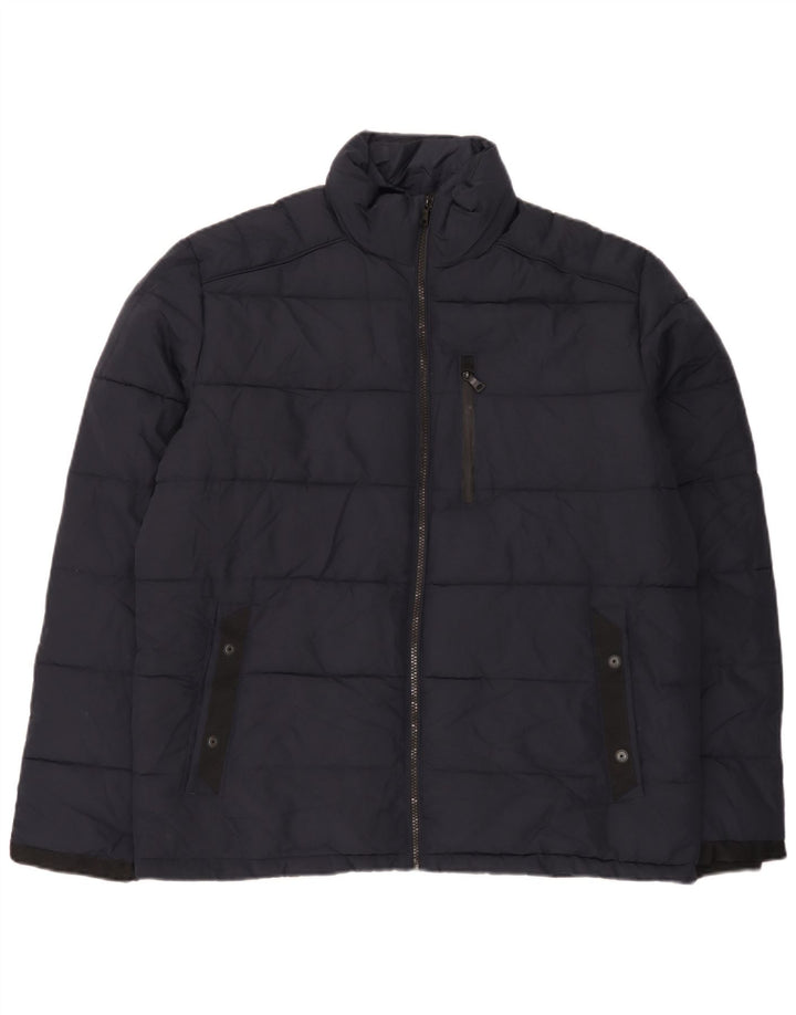 Marks & Spencer Mens Padded Jacket UK 40 Large Navy Blue Polyester