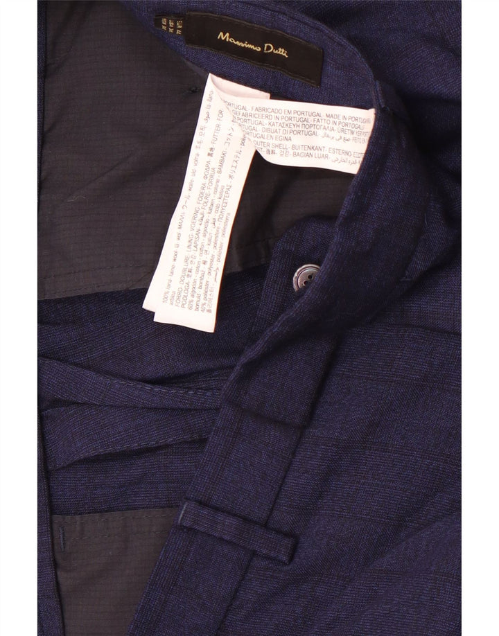 Massimo Dutti Mens Cropped Trousers EU 44 Large W34 L25 Navy Blue Check