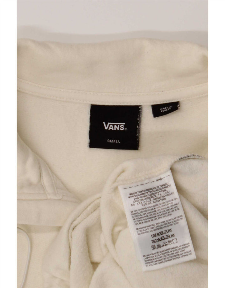 Vans Womens Oversized Crop Zip Neck Sweatshirt Jumper UK 10 Small Off White