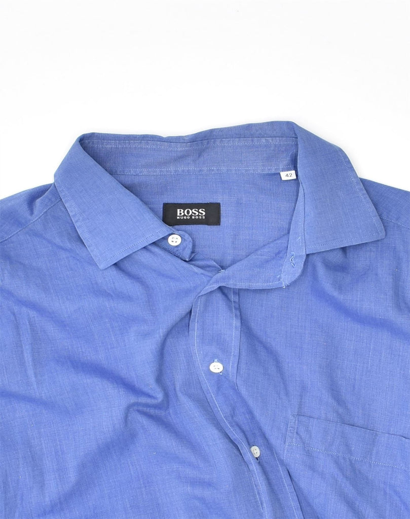 HUGO BOSS Mens Shirt Size 42 Large Blue Cotton | Vintage | Thrift | Second-Hand | Used Clothing | Messina Hembry 