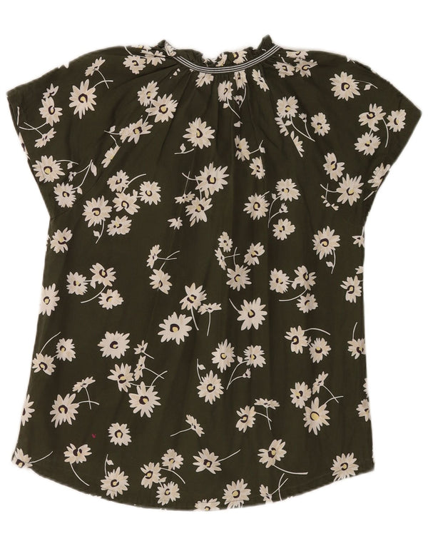 Joules Womens Blouse Top UK 6 XS Khaki Floral Cotton