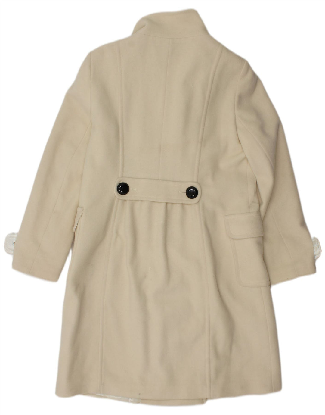 Jaeger Womens Double Breasted Coat UK 14 Large Off White Wool