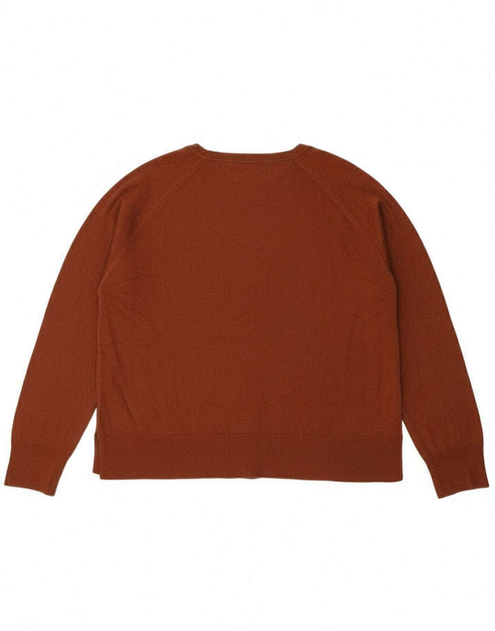 Zara Womens Oversized Boat Neck Jumper Sweater UK 14 Medium Brown Viscose