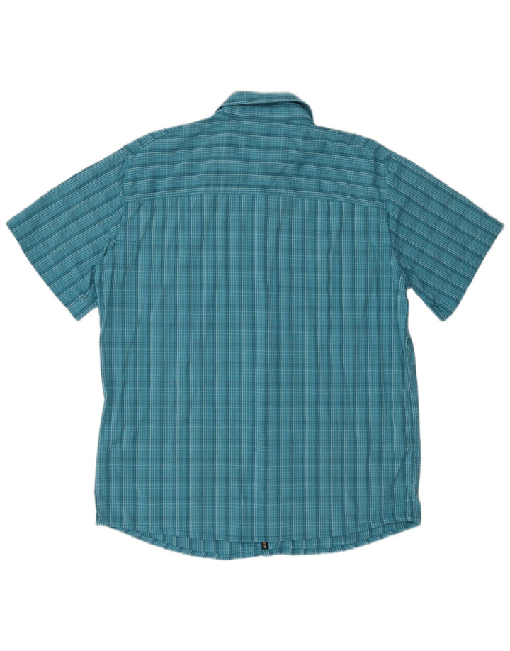 Jack Wolfskin Mens Short Sleeve Shirt XL Blue Check Polyamide