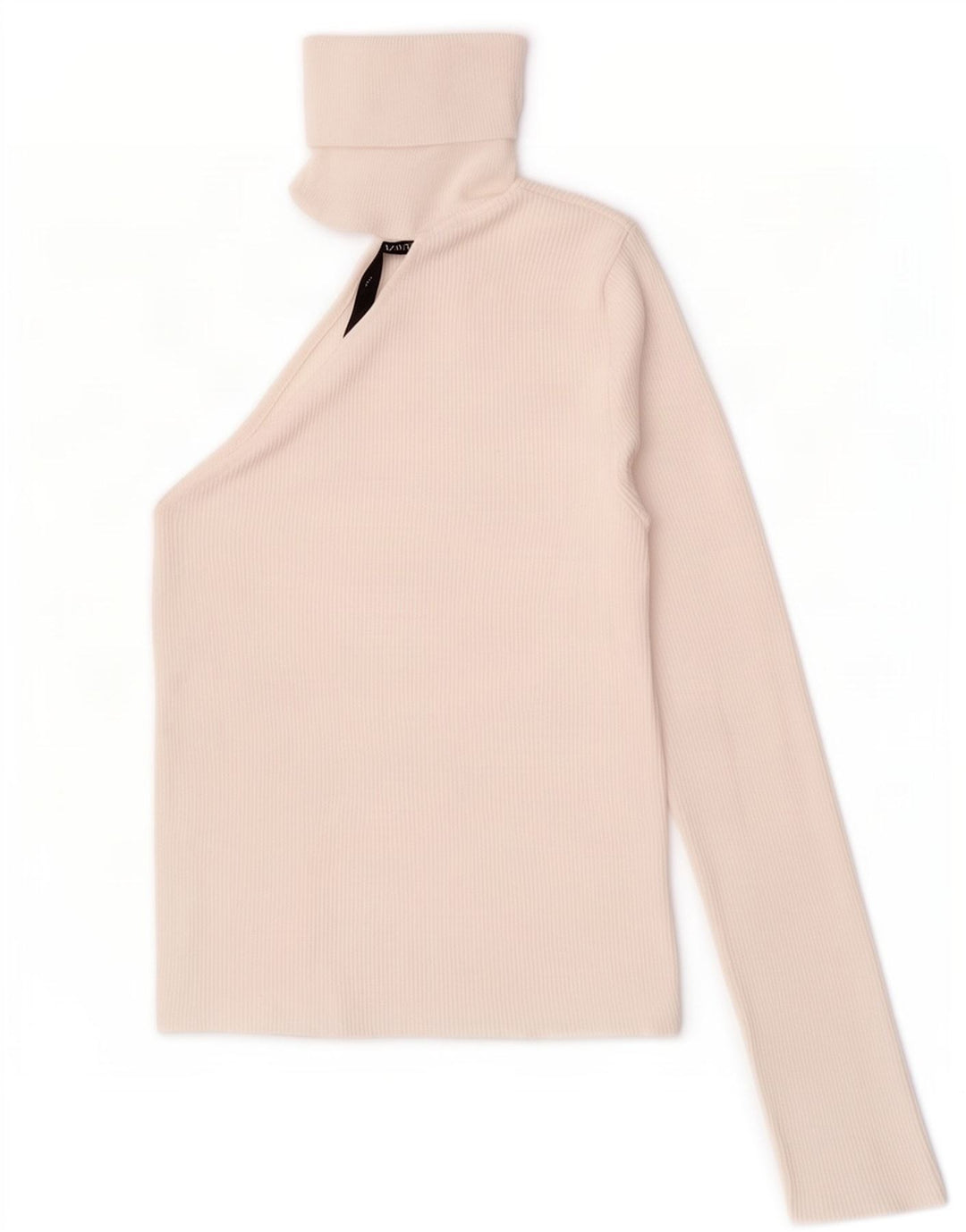 Zara Womens Long Sleeve Crop One Shoulder Top UK 12 Medium White Viscose