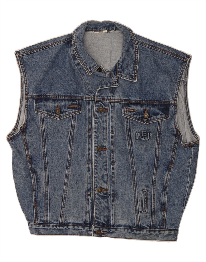 VINTAGE Mens Denim Gilet IT 50 Large Blue Cotton Vintage Vintage and Second-Hand Vintage from Messina Hembry 