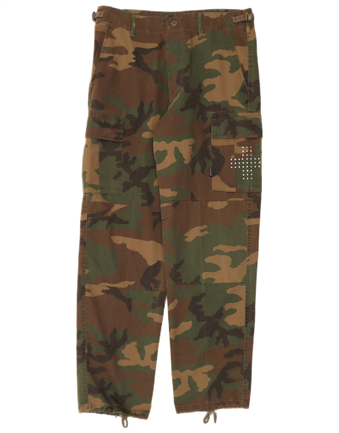 Vintage Mens Straight Cargo Trousers Medium W32 L32 Khaki Camouflage