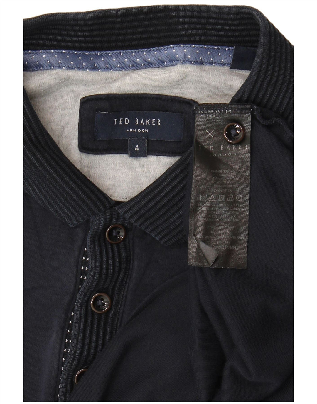 Ted Baker Mens Polo Shirt Size 4 Large Navy Blue Cotton