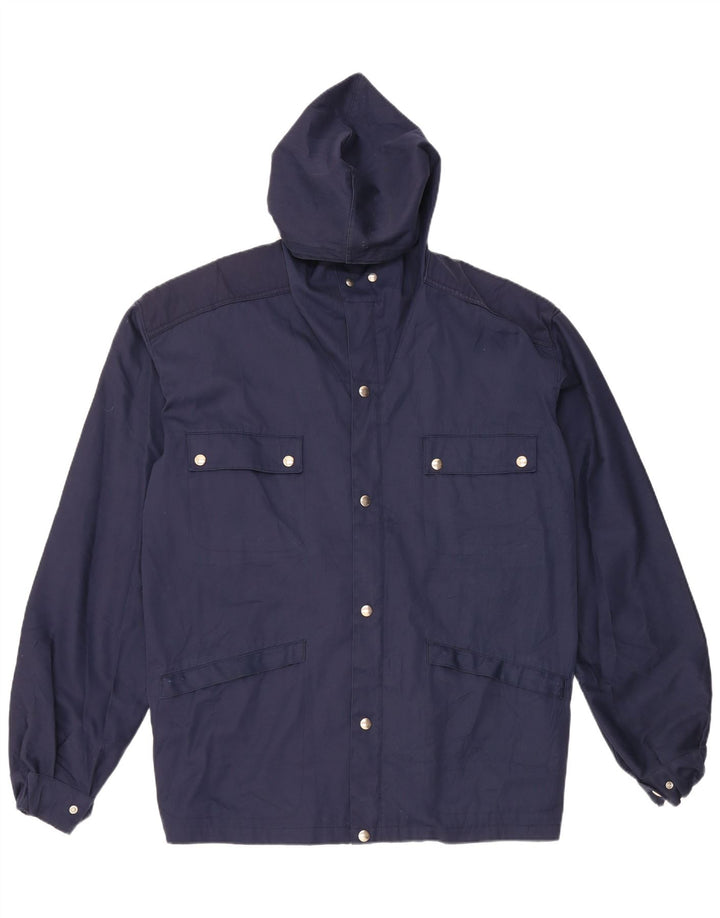 Vintage Mens Hooded Utility Jacket IT 54 2XL Navy Blue