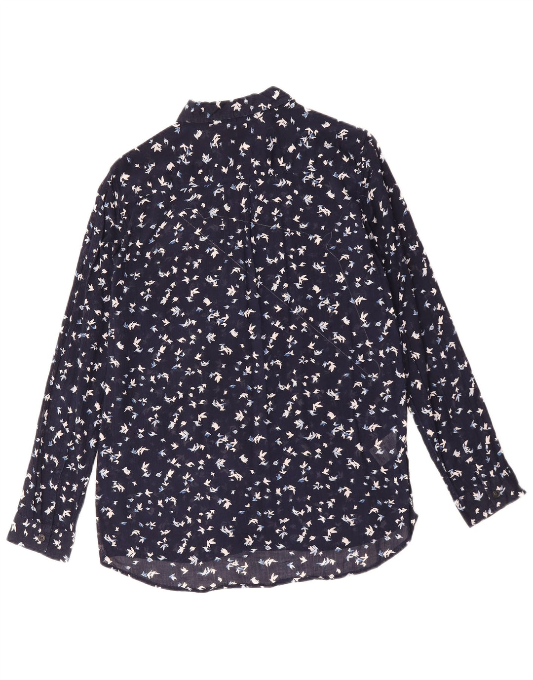 Eddie Bauer Womens Abstract Pattern Shirt UK 16 Large Navy Blue Cotton