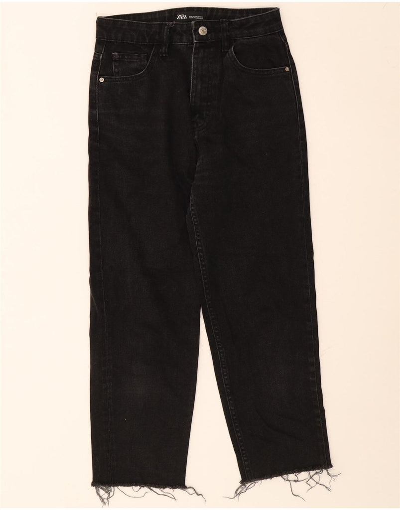 ZARA Womens Cropped Jeans EU 34 2XS W24  L24 Black Cotton Vintage Zara and Second-Hand Zara from Messina Hembry 