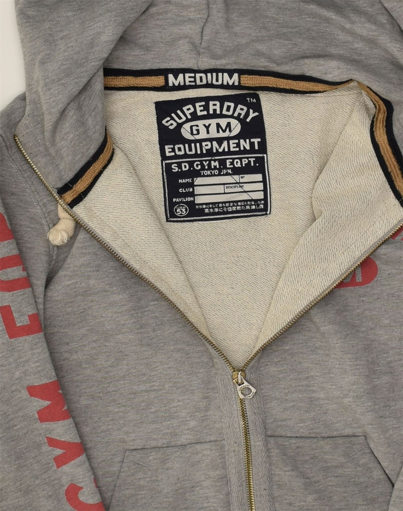 SUPERDRY Womens Graphic Zip Hoodie Sweater UK 12 Medium Grey Cotton | Vintage Superdry | Thrift | Second-Hand Superdry | Used Clothing | Messina Hembry 