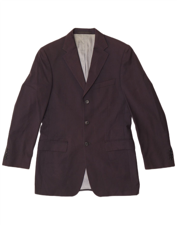 Marks & Spencer Mens Blazer Jacket UK 38 Medium Navy Blue Pinstripe